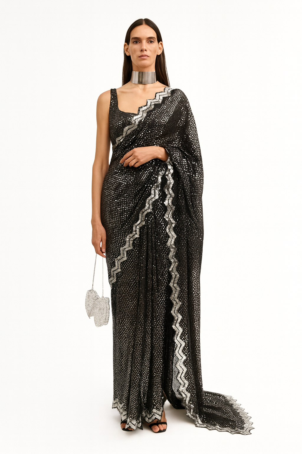 Midnight Sequin Embellished Saree
