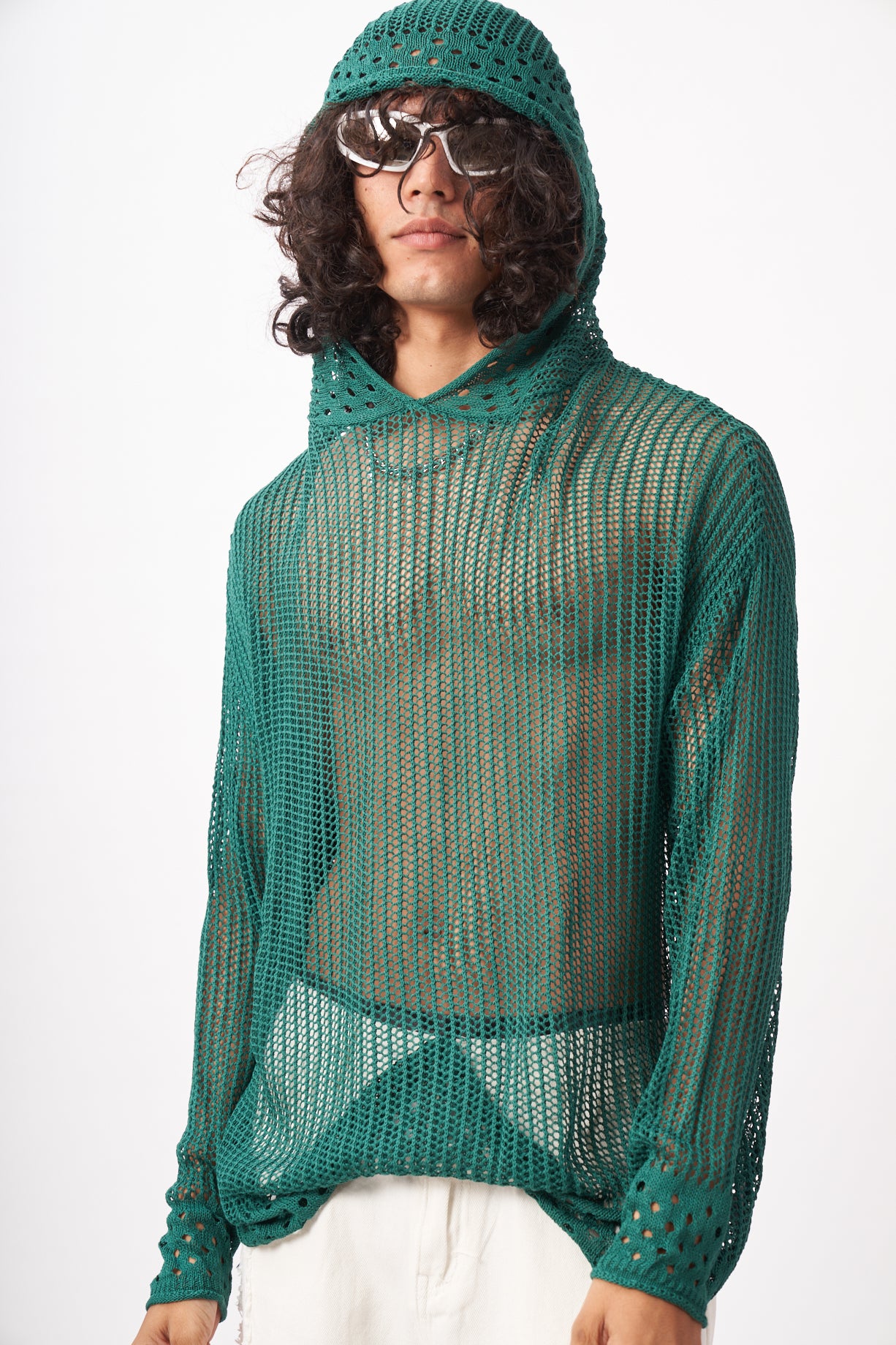 Emerald Mesh Knit Hoodie