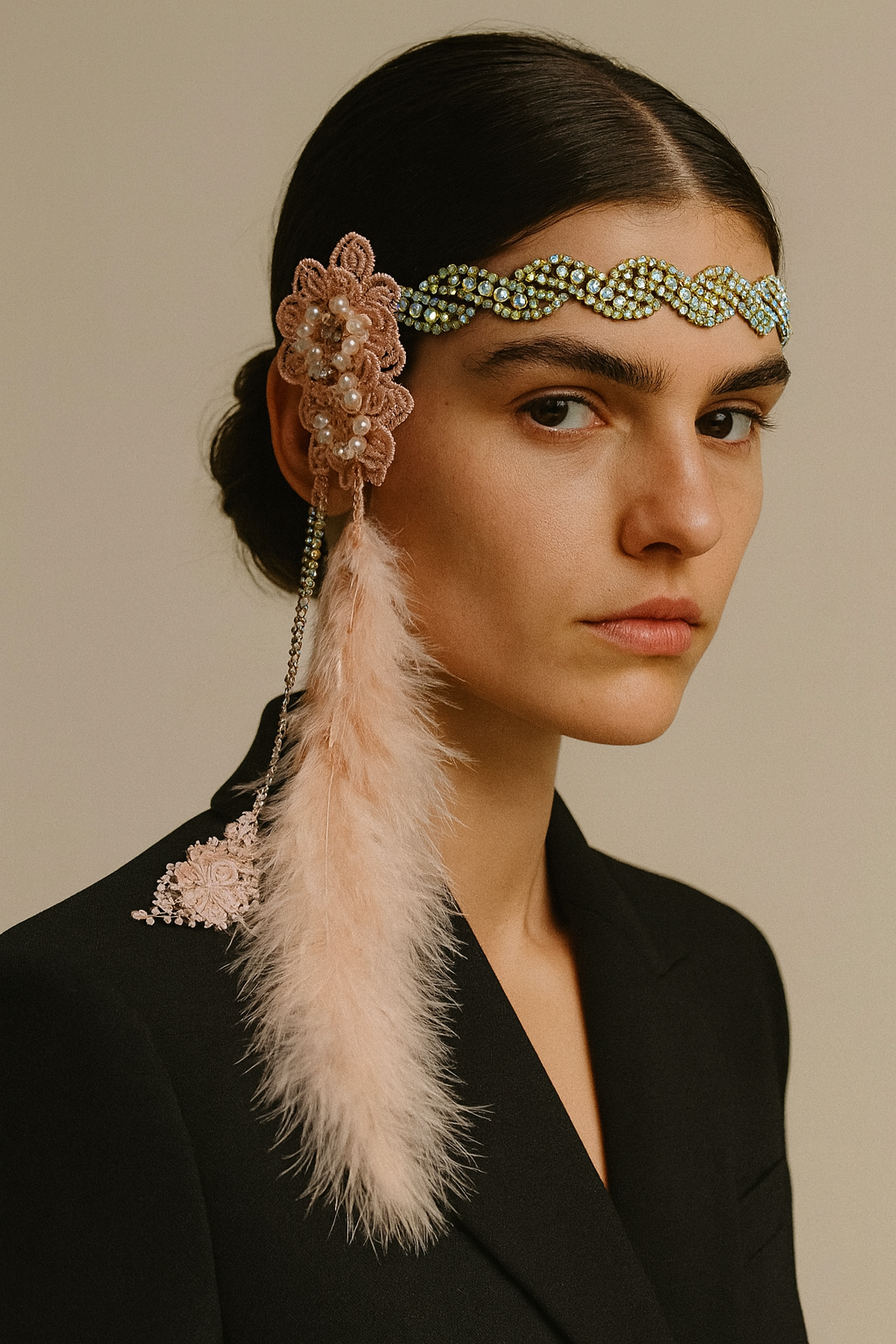 Vintage Blush Feather Headpiece