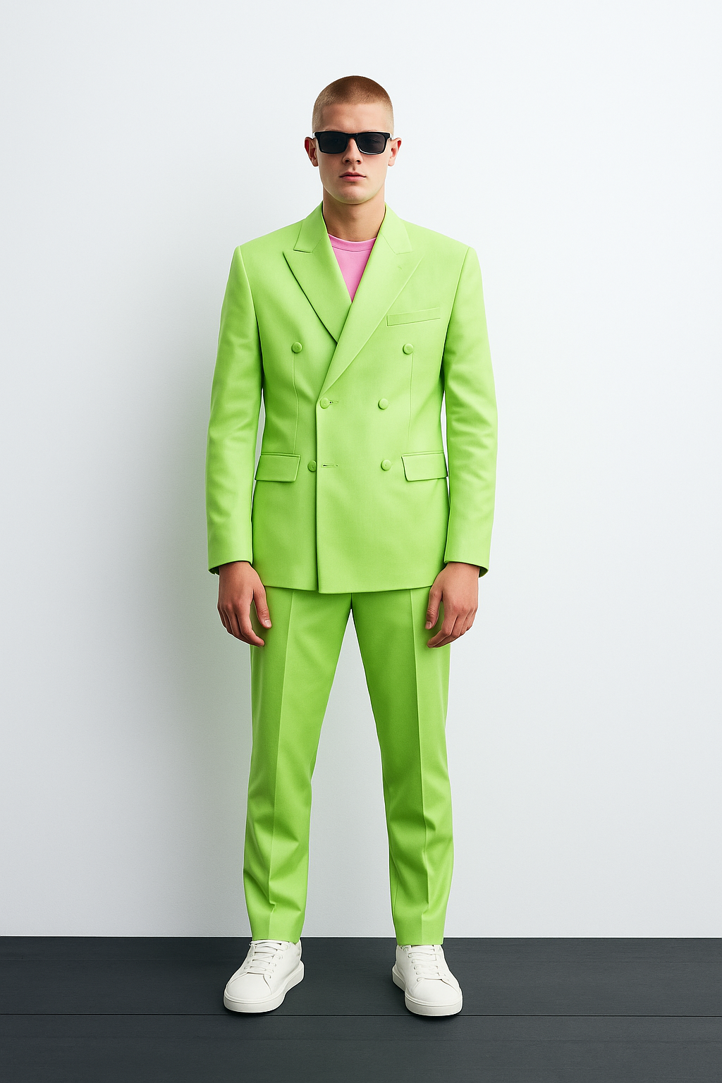 Neon Lime Double-Breasted Tailored Suit