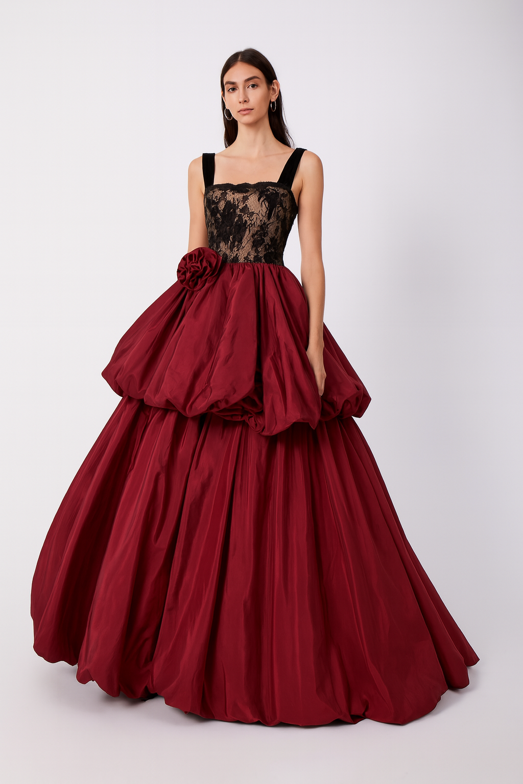 Crimson Lace Ball Gown