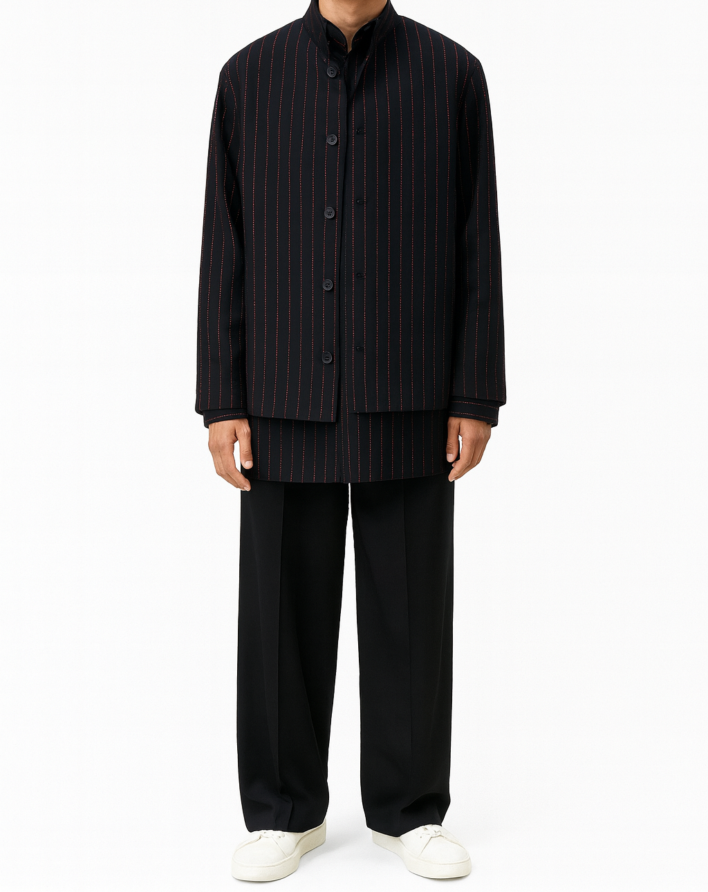 Black Pinstripe Indo-Western Set