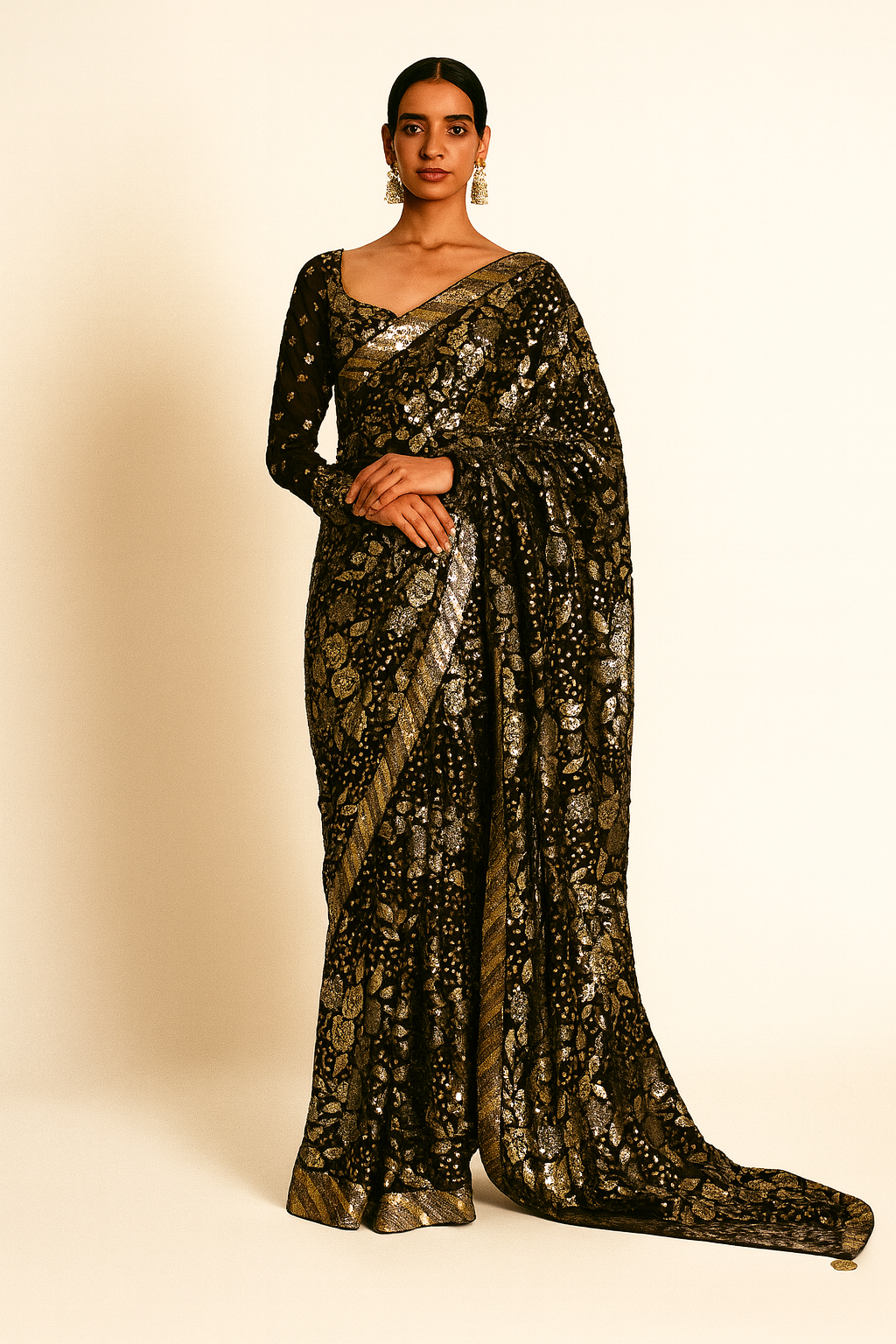 Midnight Gold Saree