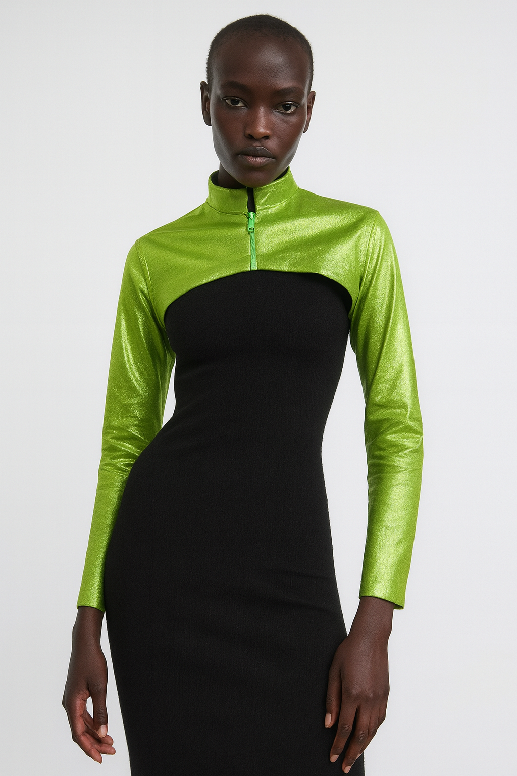 Green metallic sleeves
