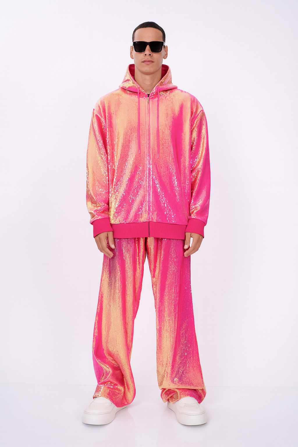 Iridescent Pink & Gold Sequin Streetwear Coordset