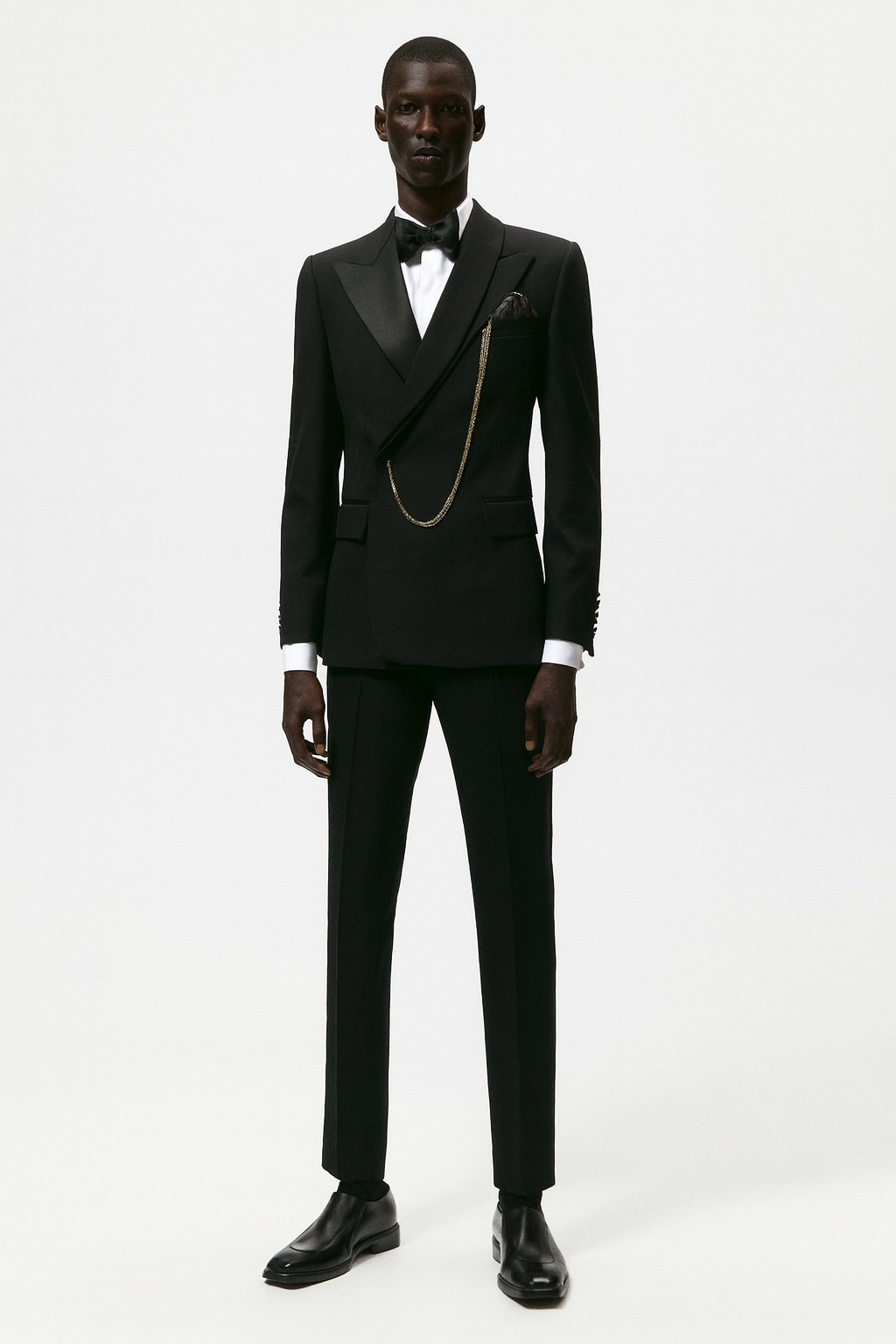 Black Double-Breasted Chain Tuxedo