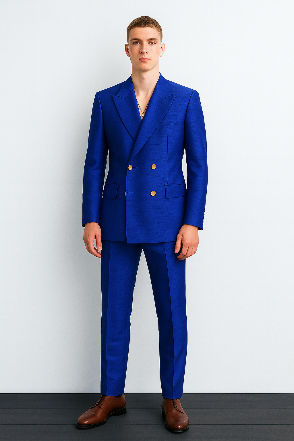 Royal Blue Double-Breasted Suit Set