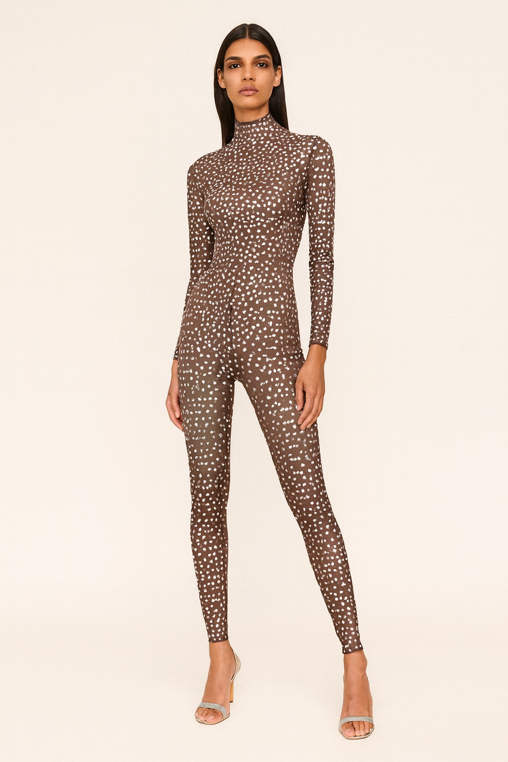 Mocha Speckle Mesh Jumpsuit