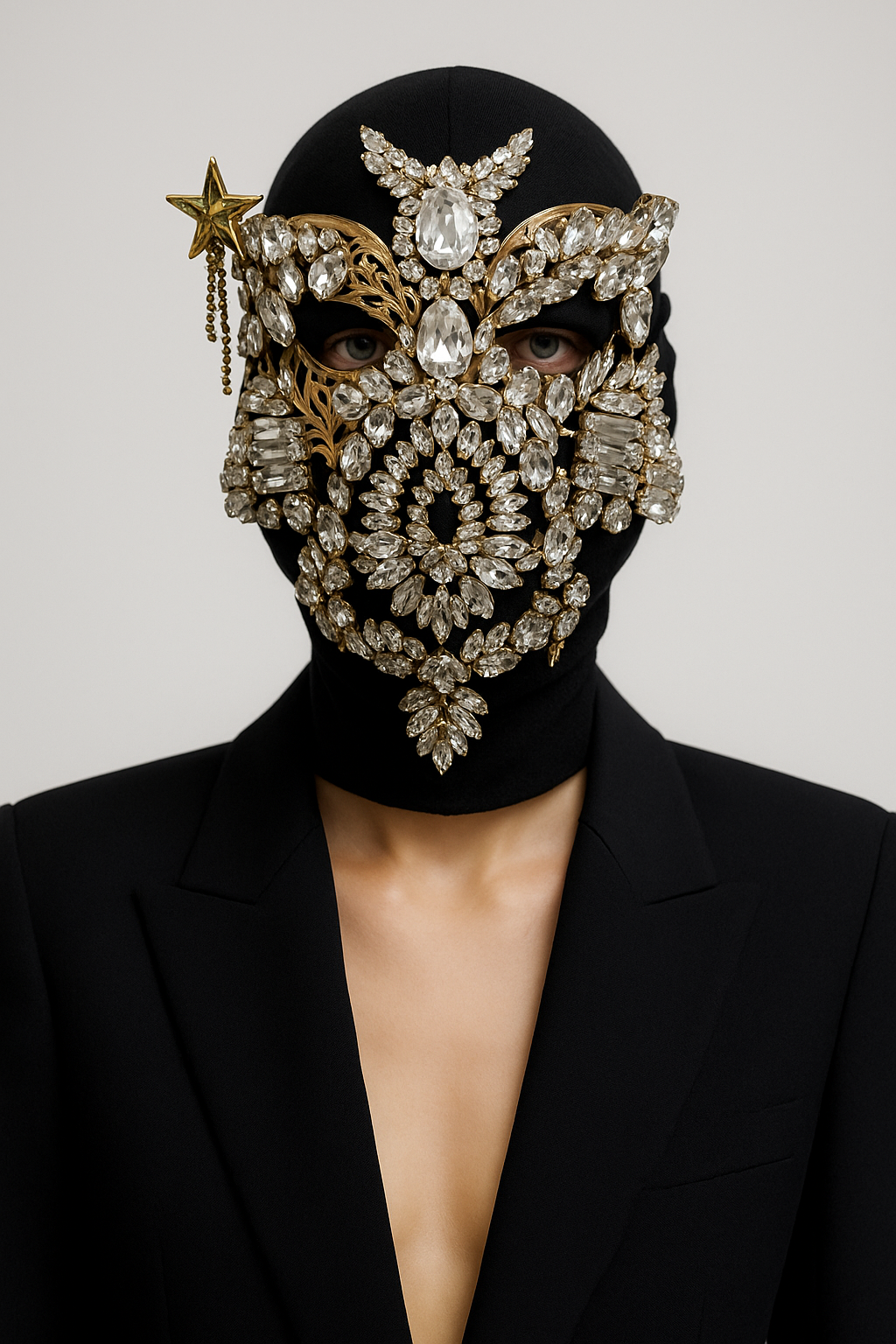 Regal Crystal Encrusted Balaclava Mask