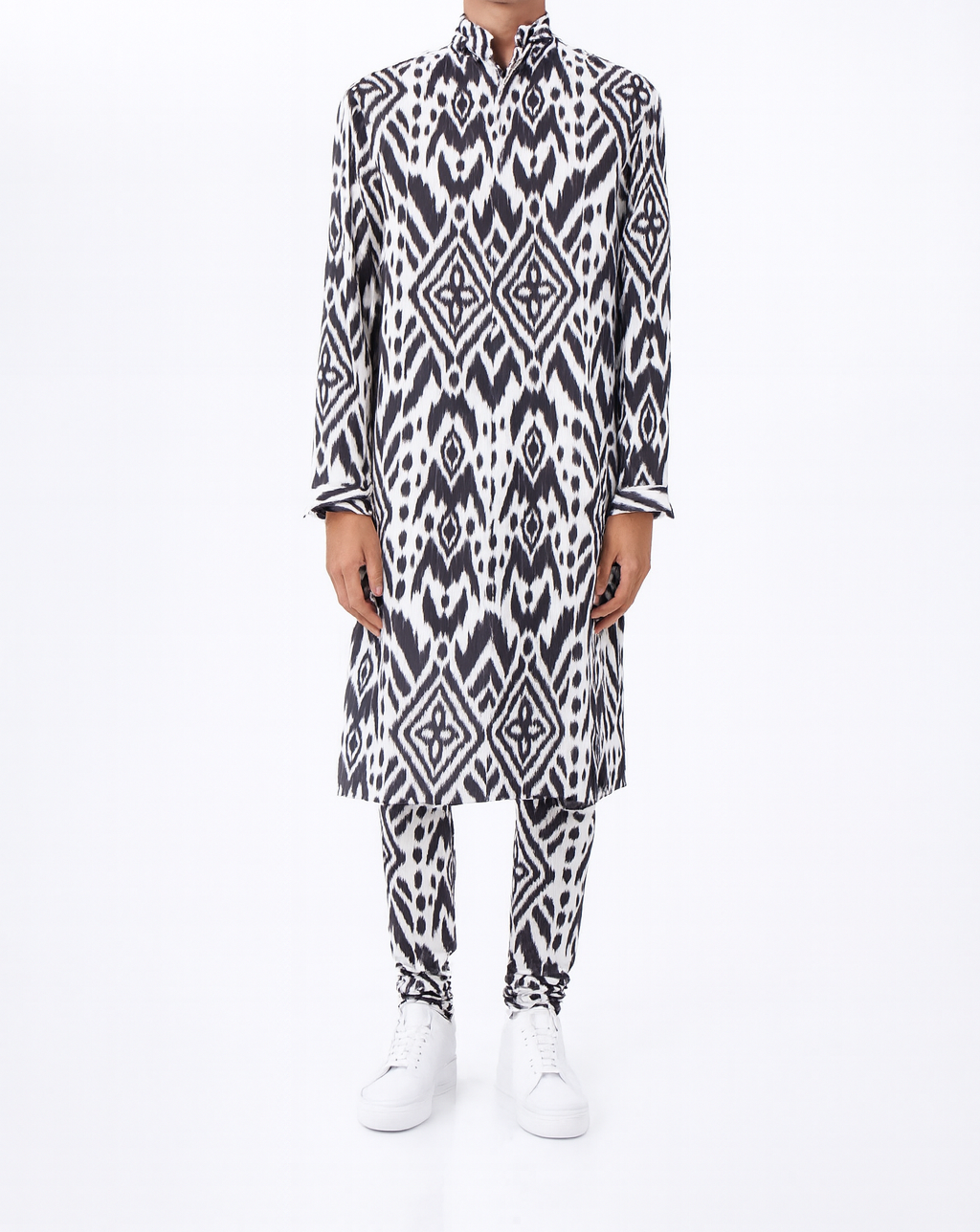 Monochrome Ikat Longline Kurta