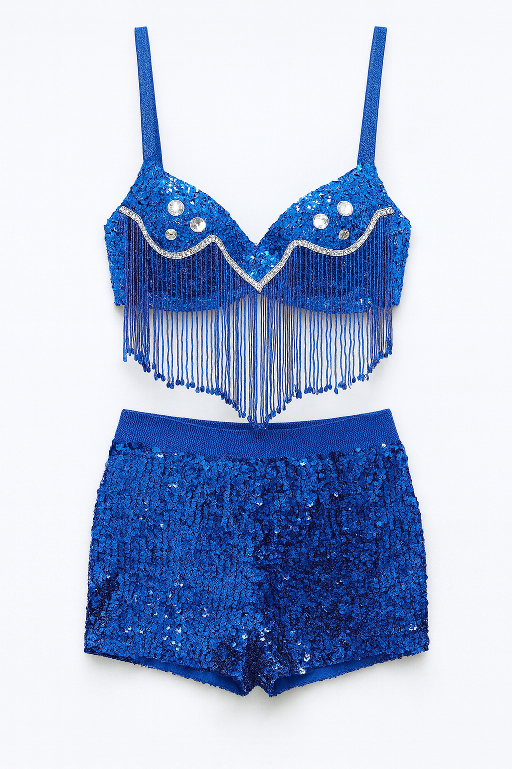 Electric Blue Sequin Fringe Set