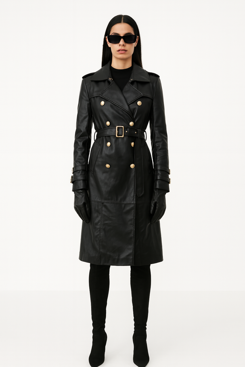 Black leather trenchcoat