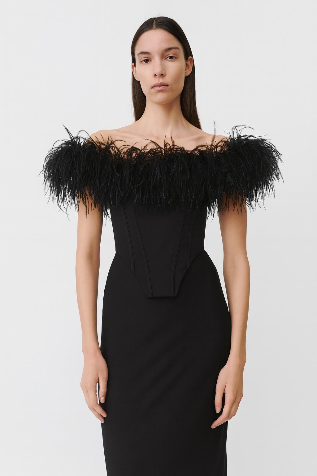 Feather Trim Corset set