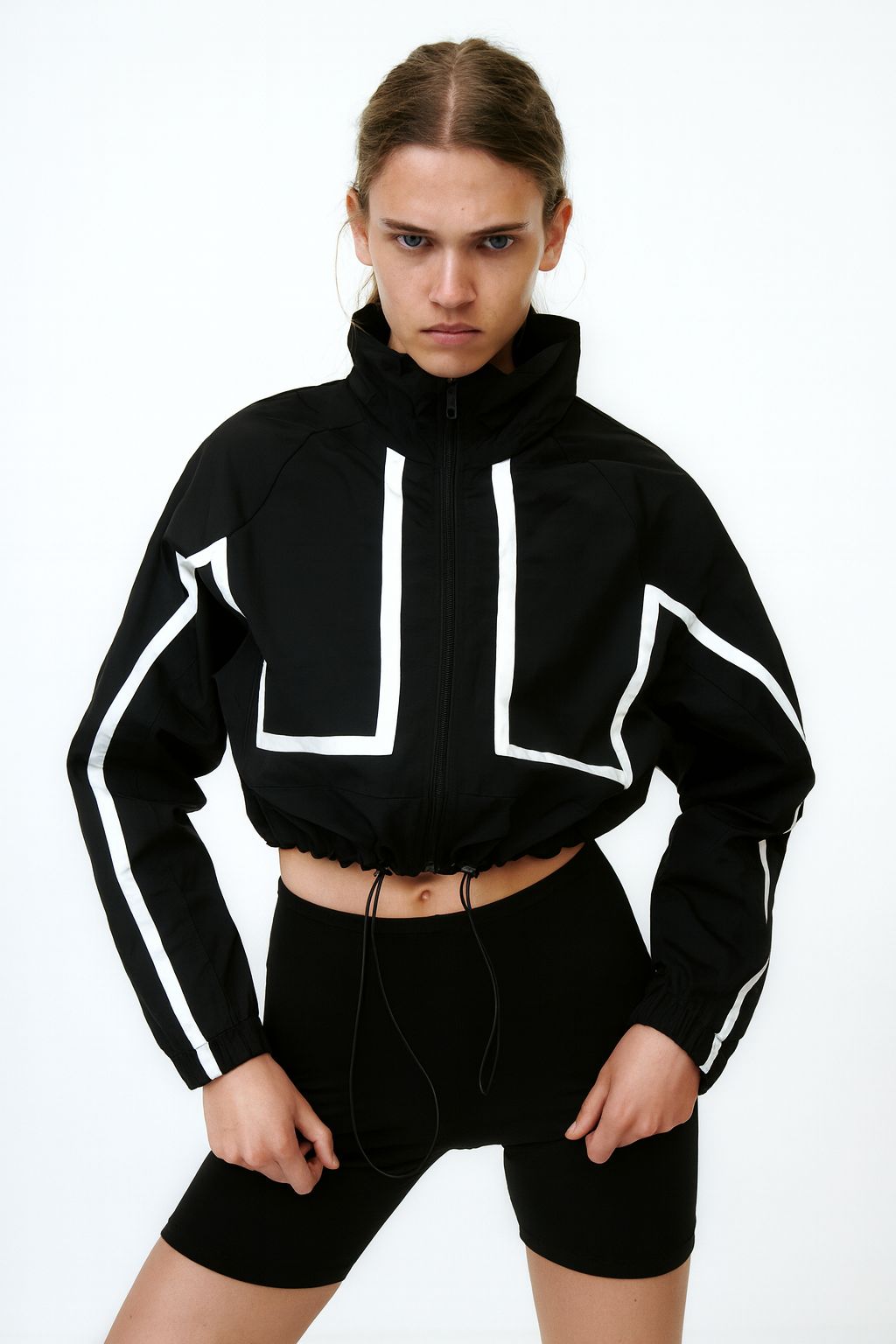 Black white sporty bold jacket