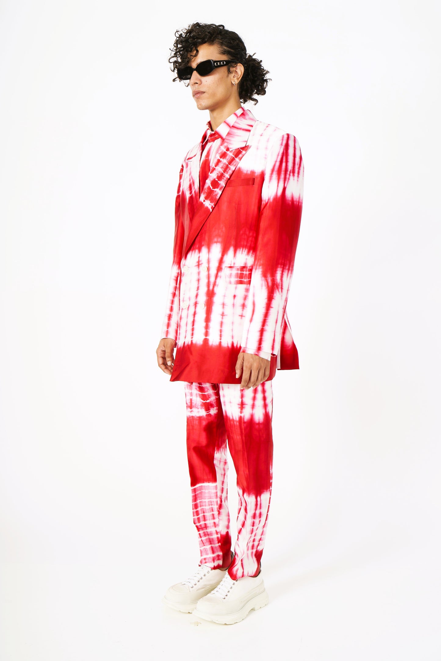 Red Tie-Dye Indo-Western Suit Set