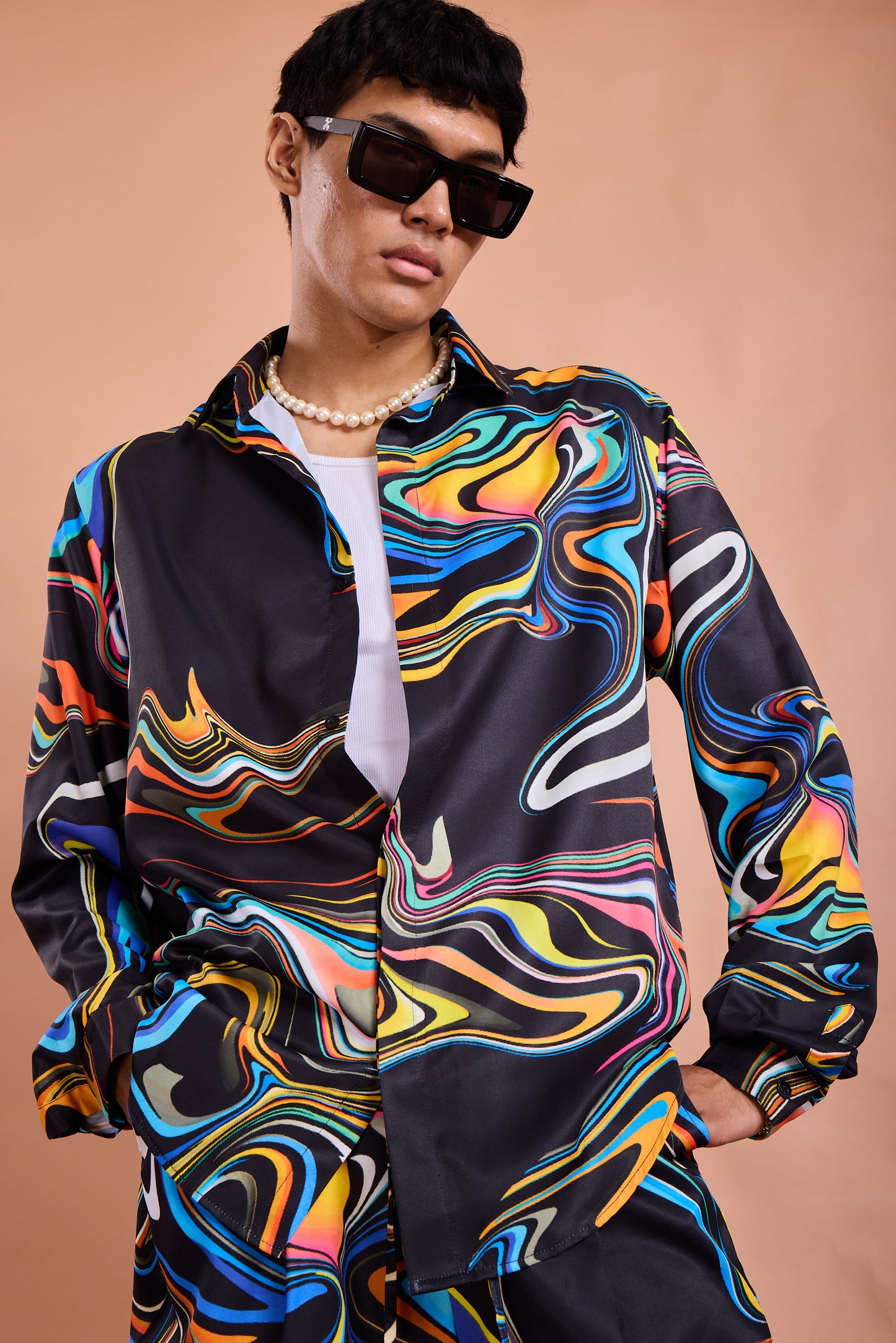 Multicolour Liquid Marble Print Shirt