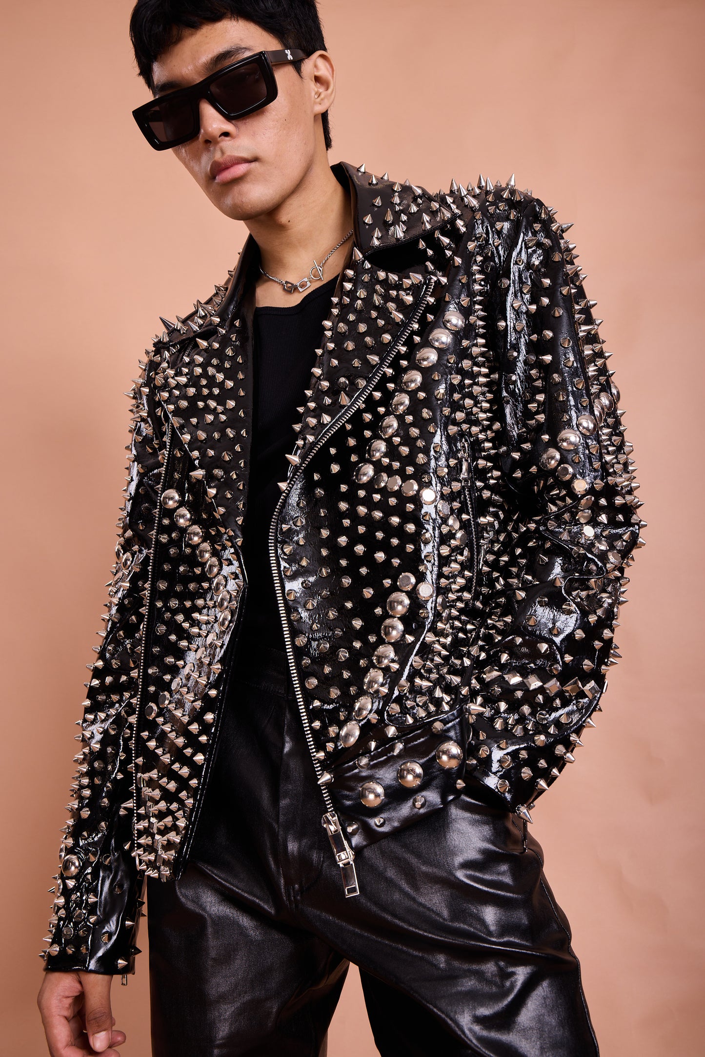 Black Studded Rockstar Leather Jacket