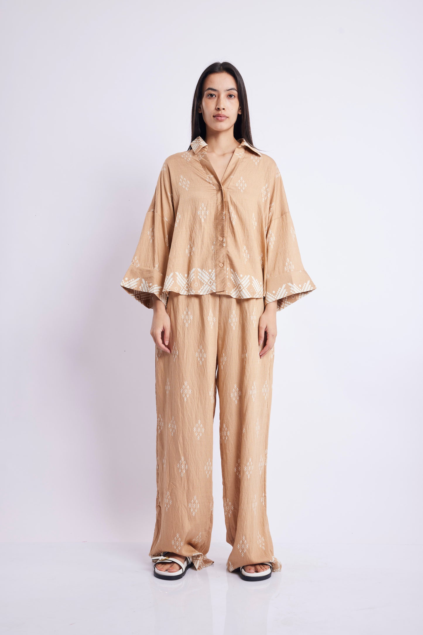 PRINTED BEIGE CASUAL SET