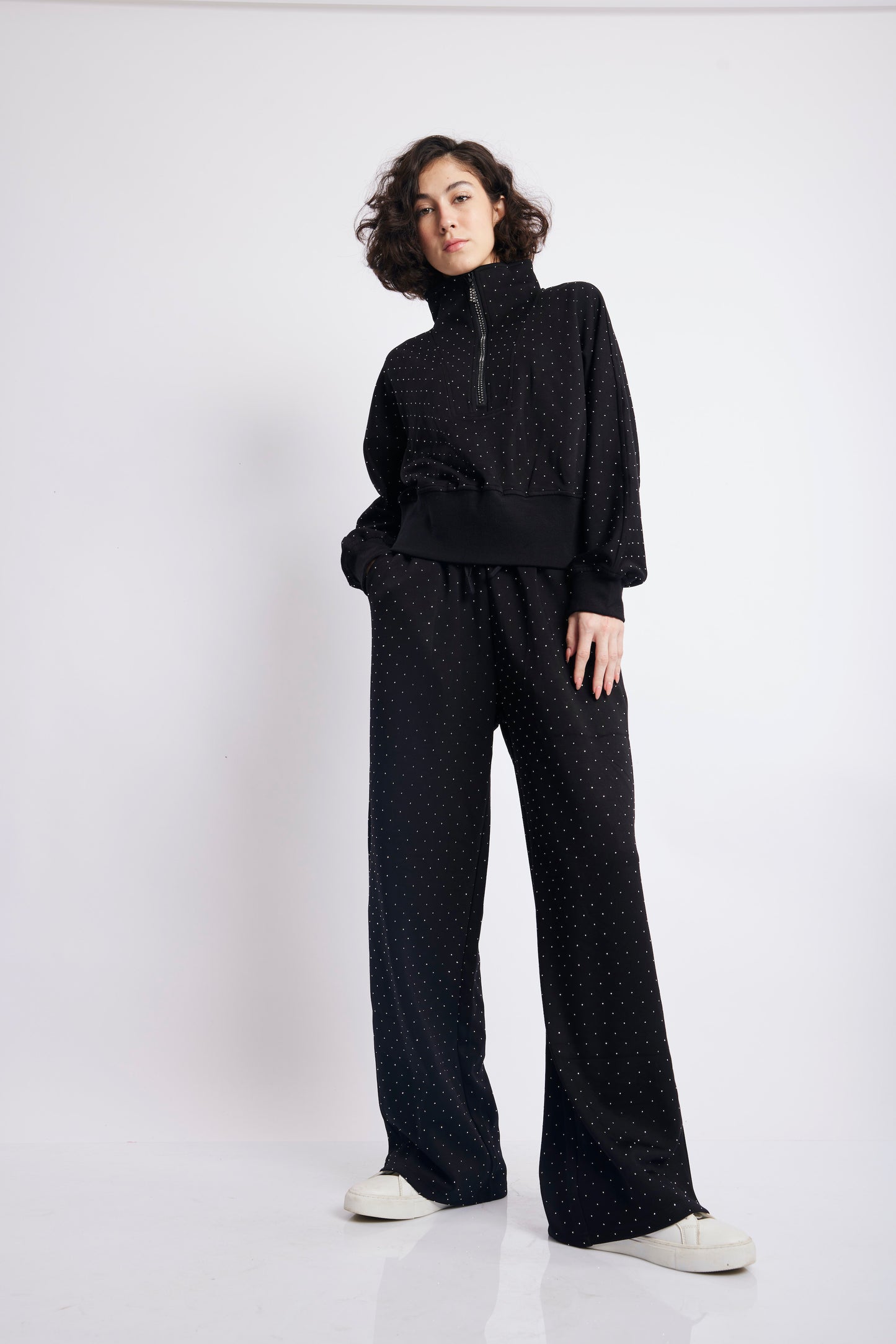 BLACK RHINESTONE TRACKSUIT