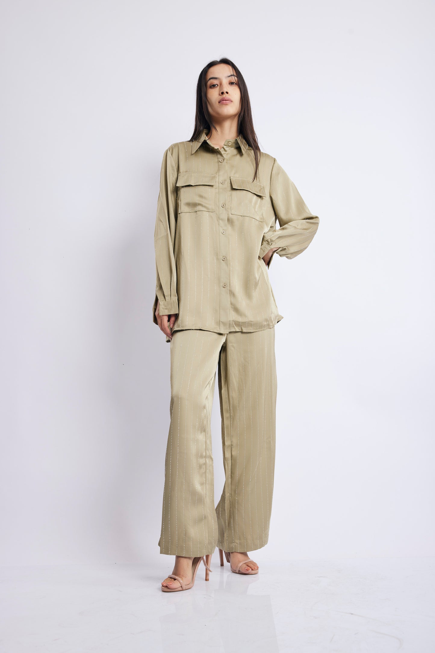 SAP GREEN CASUAL SHIRT SET