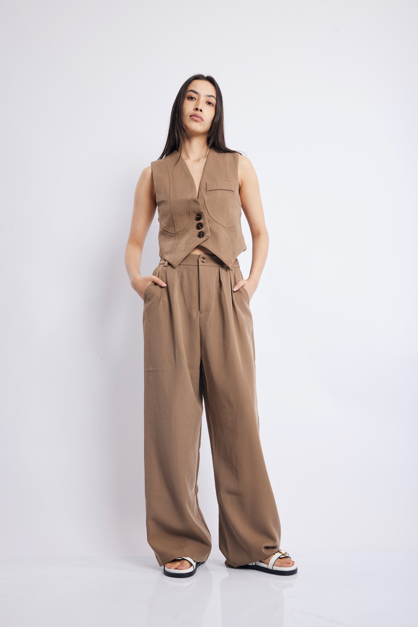 BROWN WAISTCOAT PANT SET