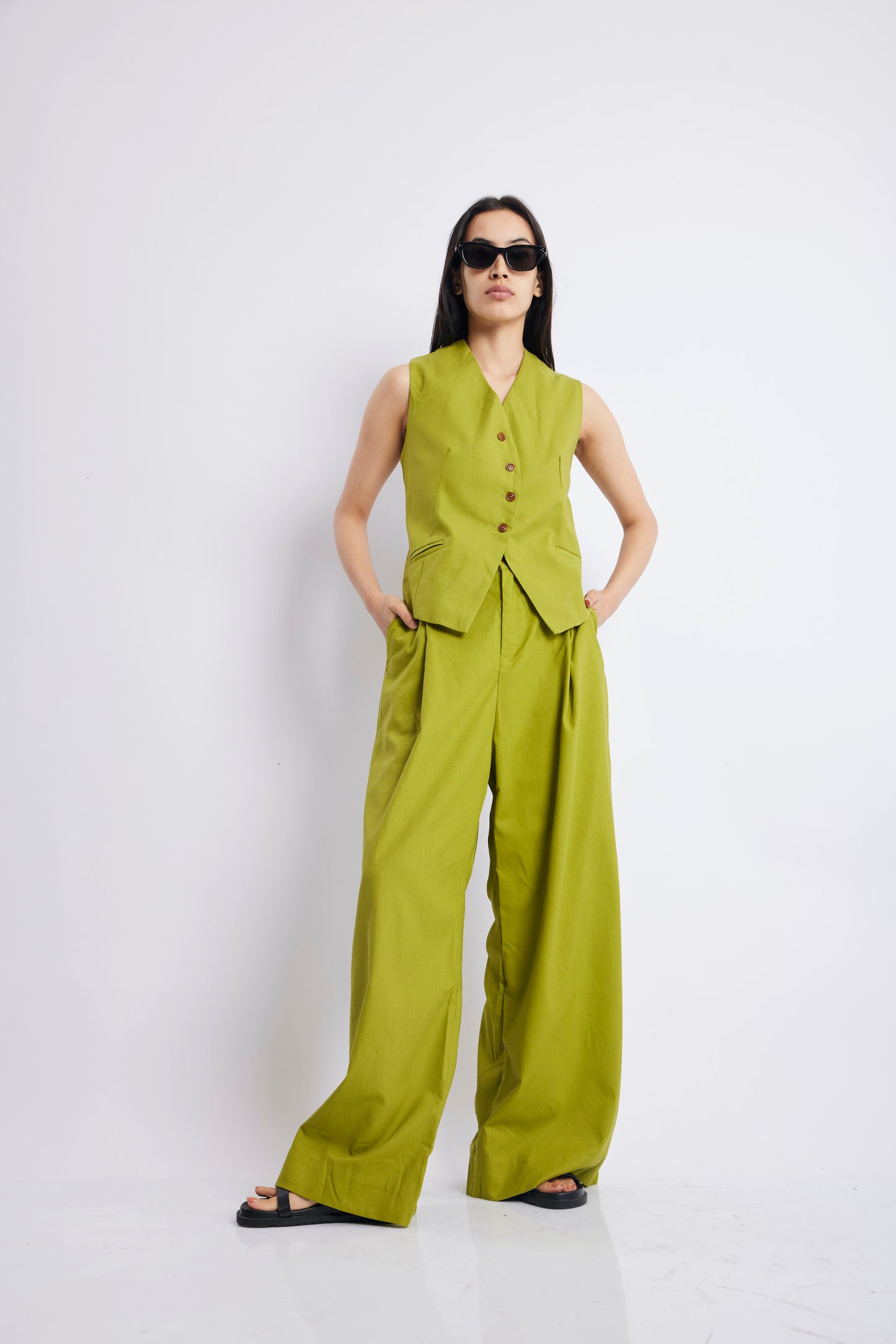 GREEN WAISTCOAT PANT SET