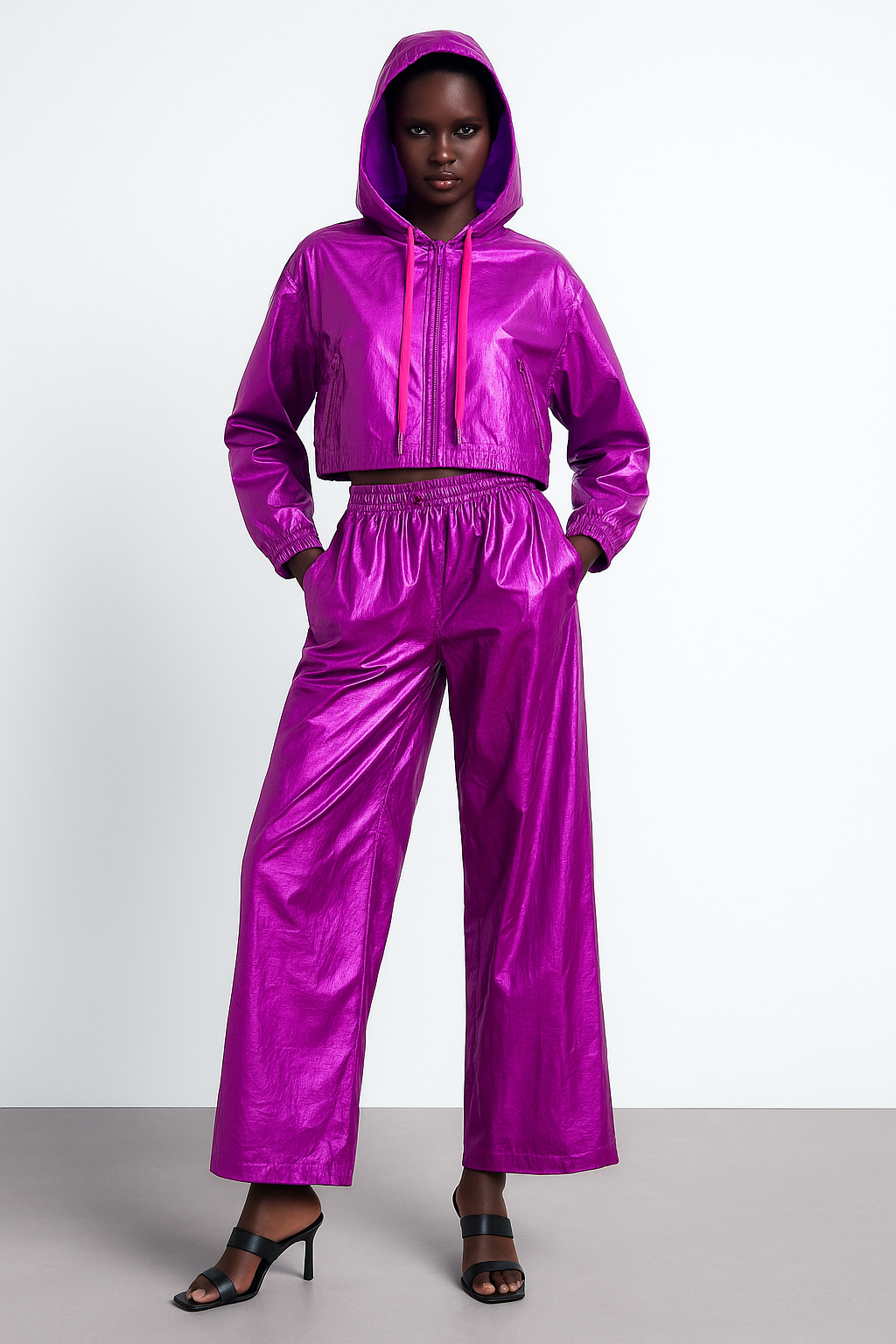 Electric Fuchsia Metallic Co-ord Set