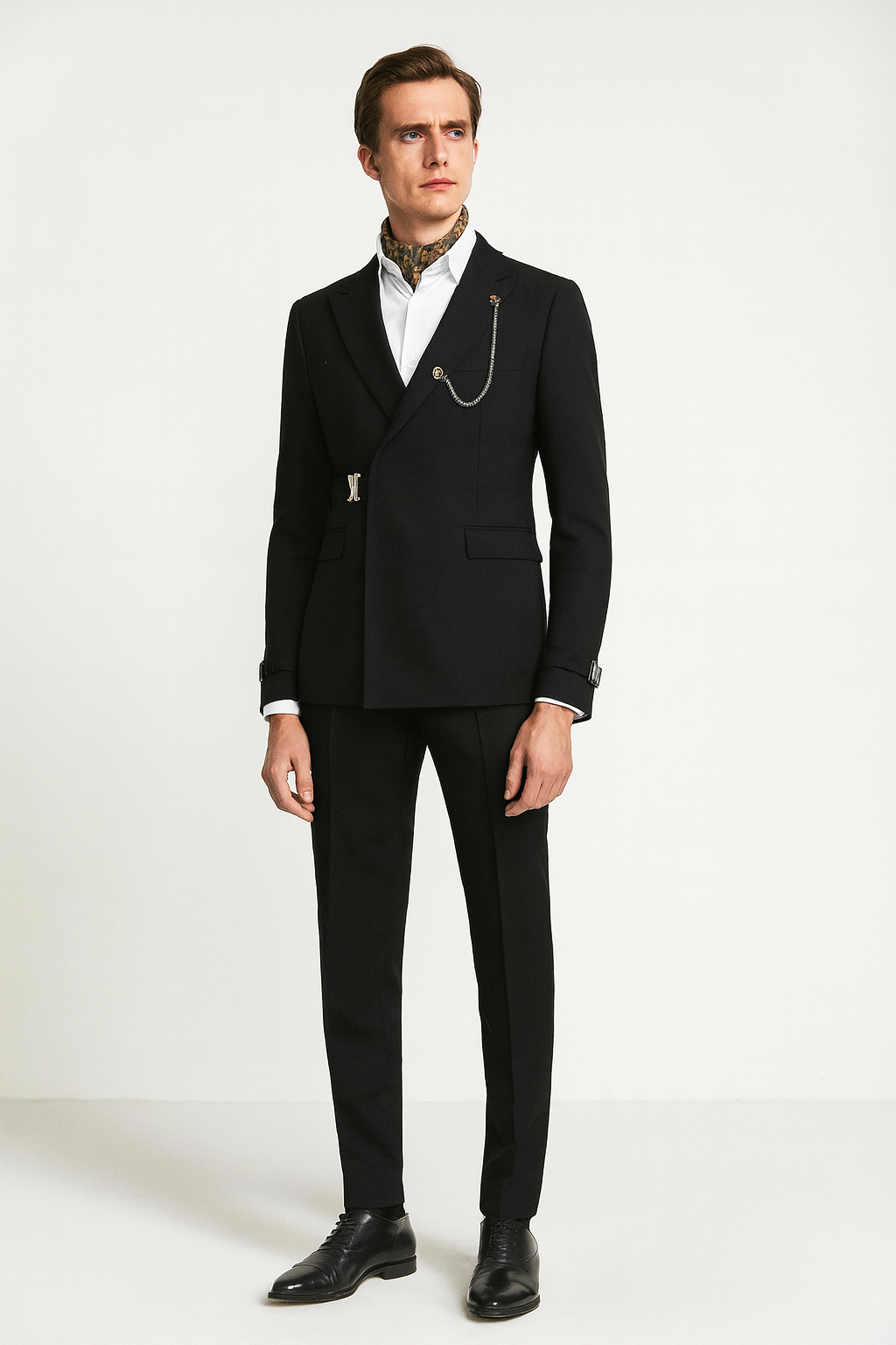 Black Royal Chain Double-Breasted Suit