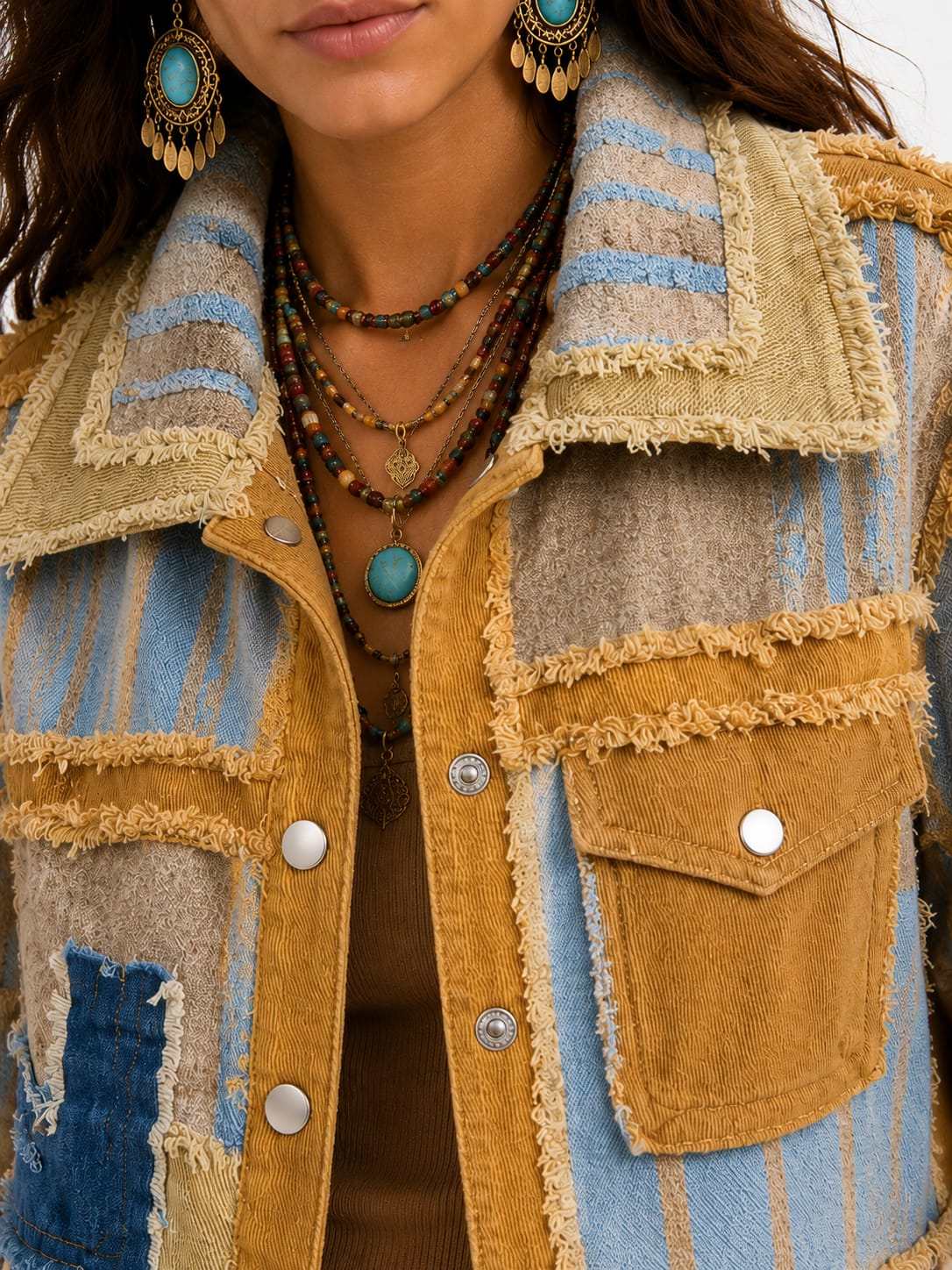 Boho Patchwork Fringe Jacket