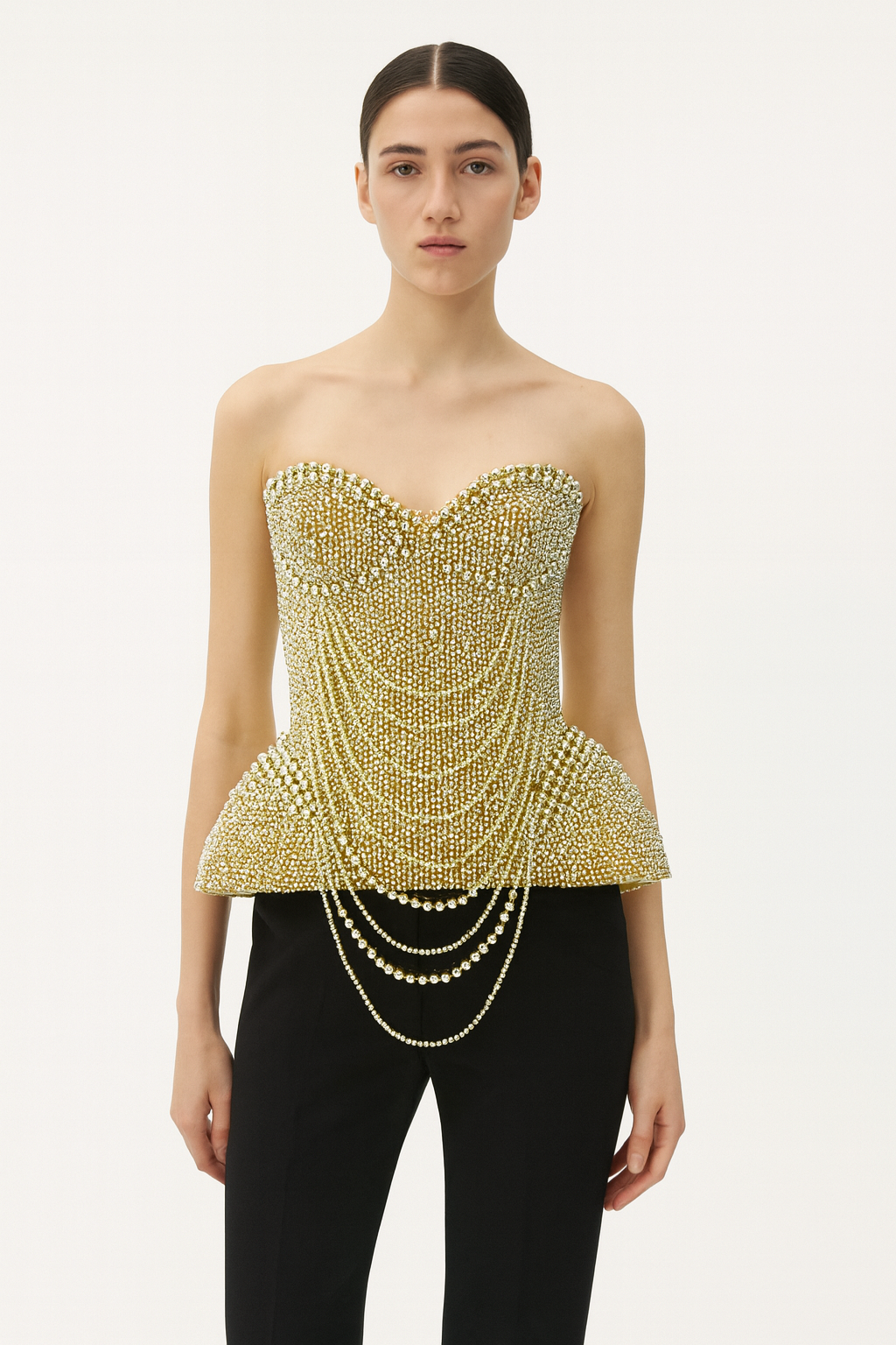 Gold Pearl Embellished Corset