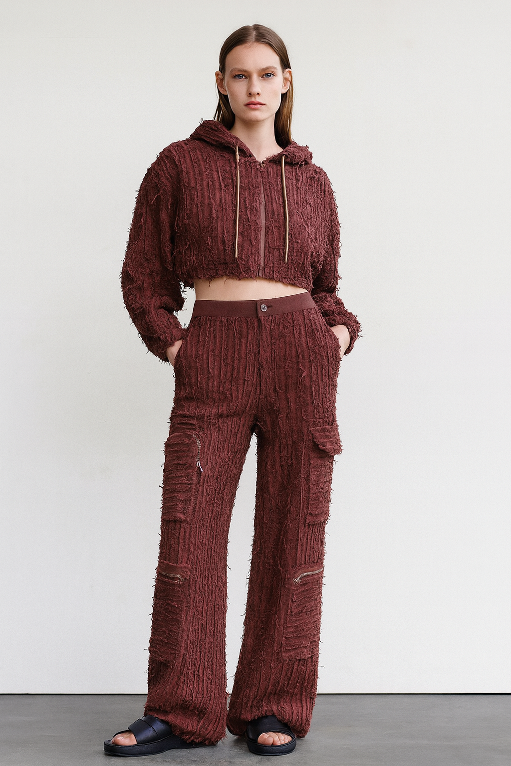 Cocoa Textured Cargo Co-ord Set
