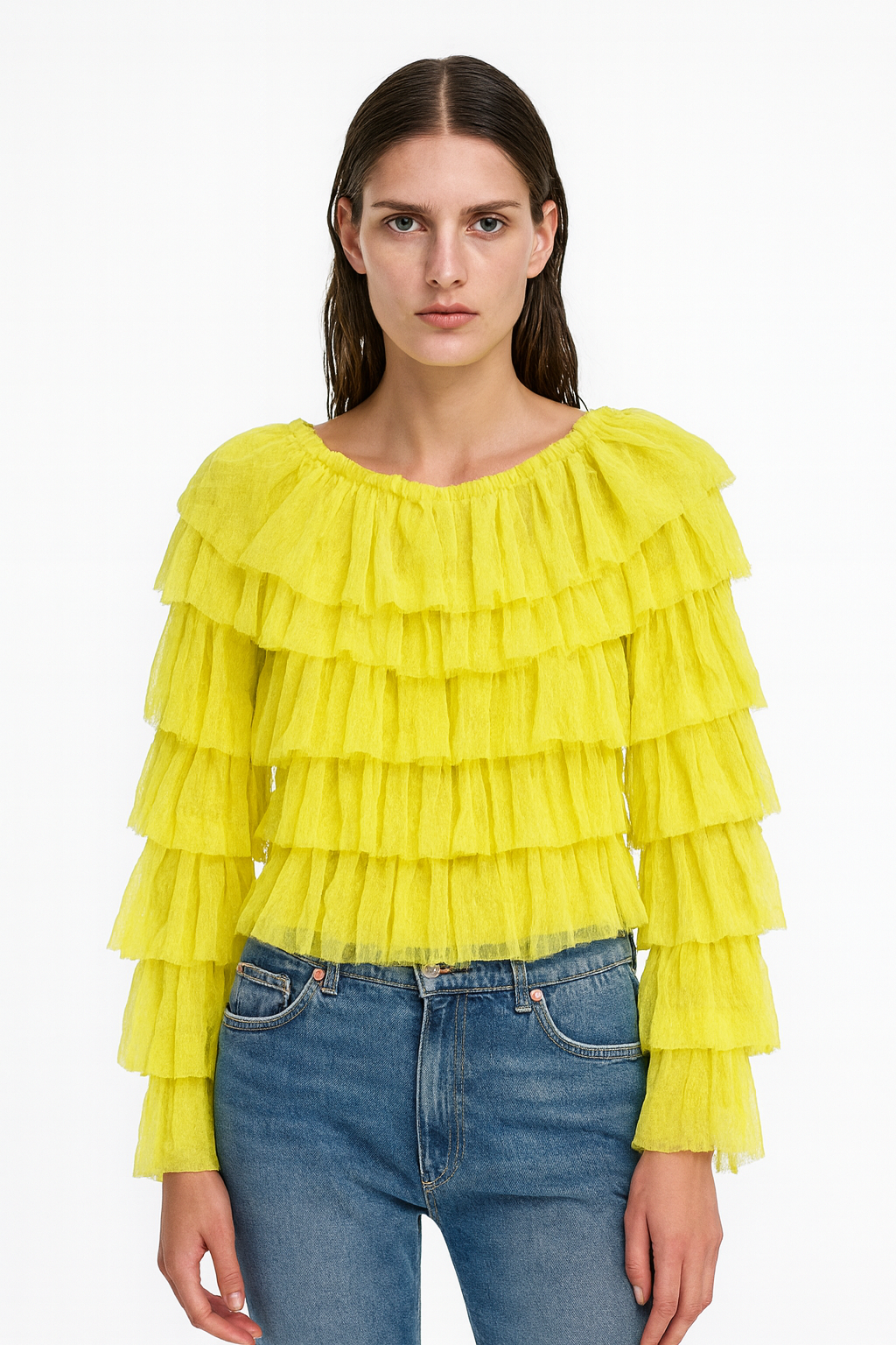 Sunburst Tiered Ruffle Blouse