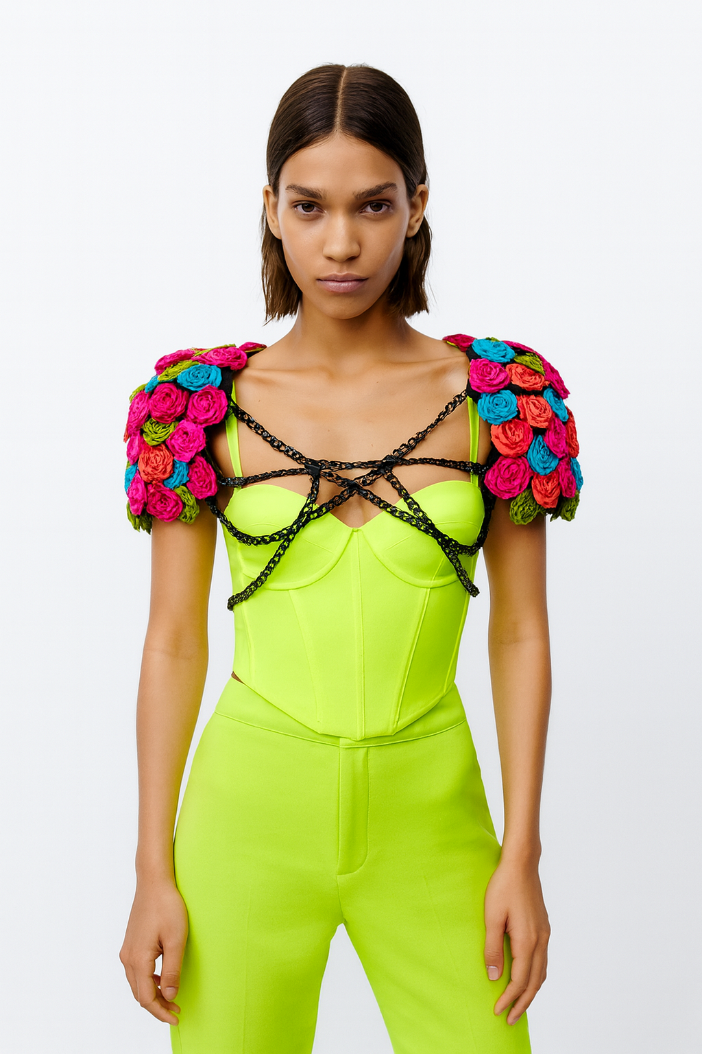 Neon Bloom Shoulder Pads
