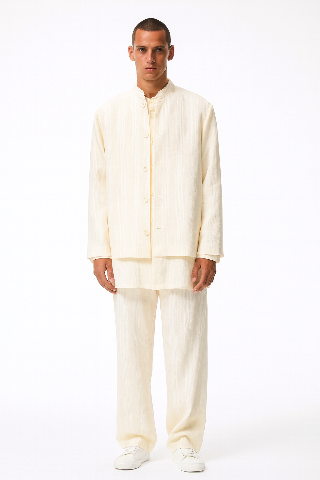 Ivory Textured Indo-Western Set