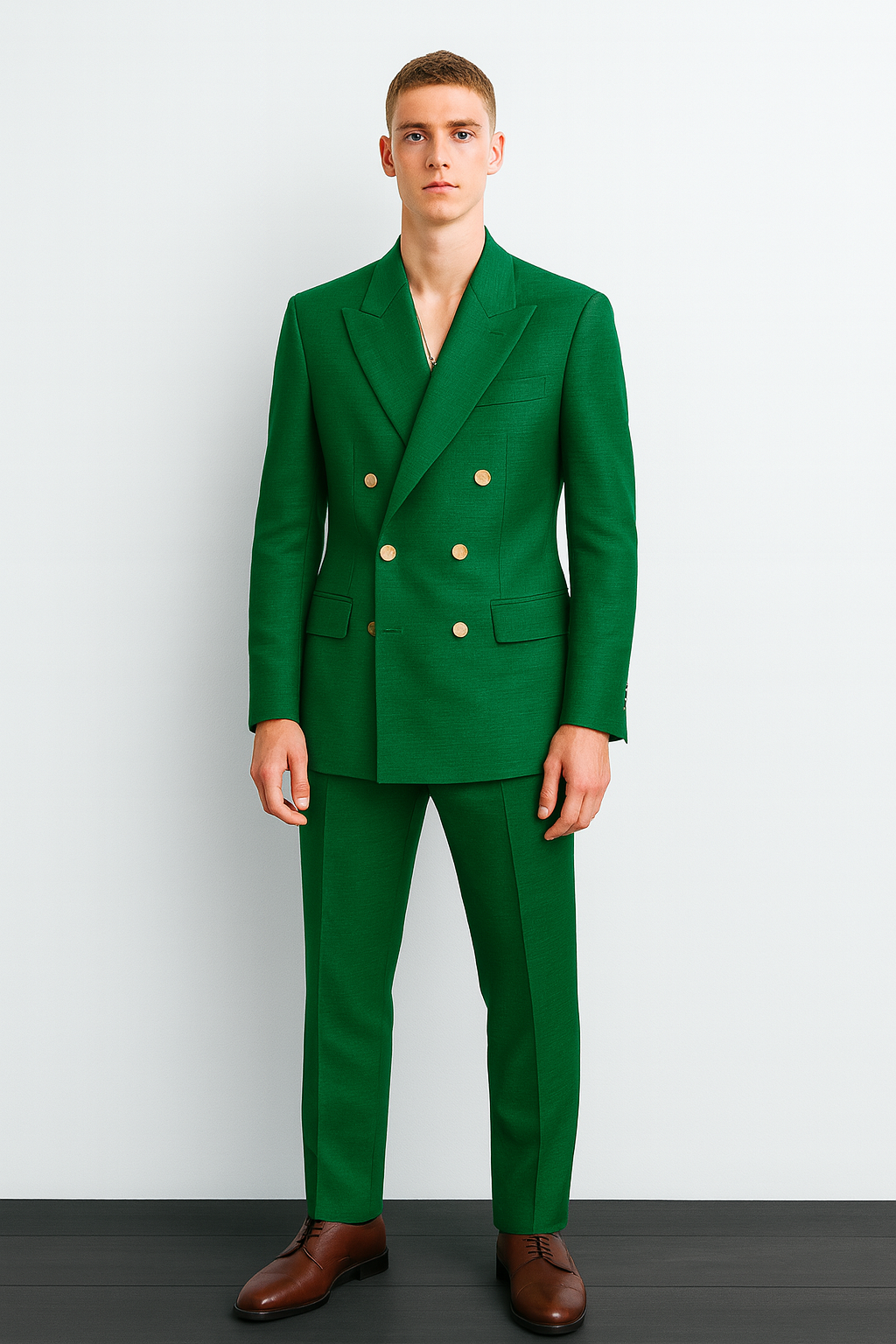 Emerald Green Double-Breasted Suit Set