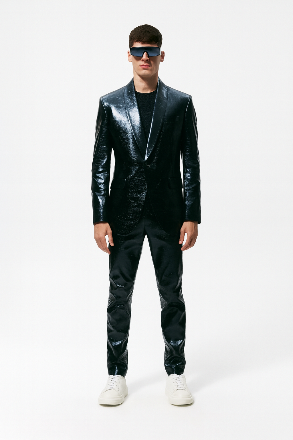 Black Liquid-Gloss Metallic Suit