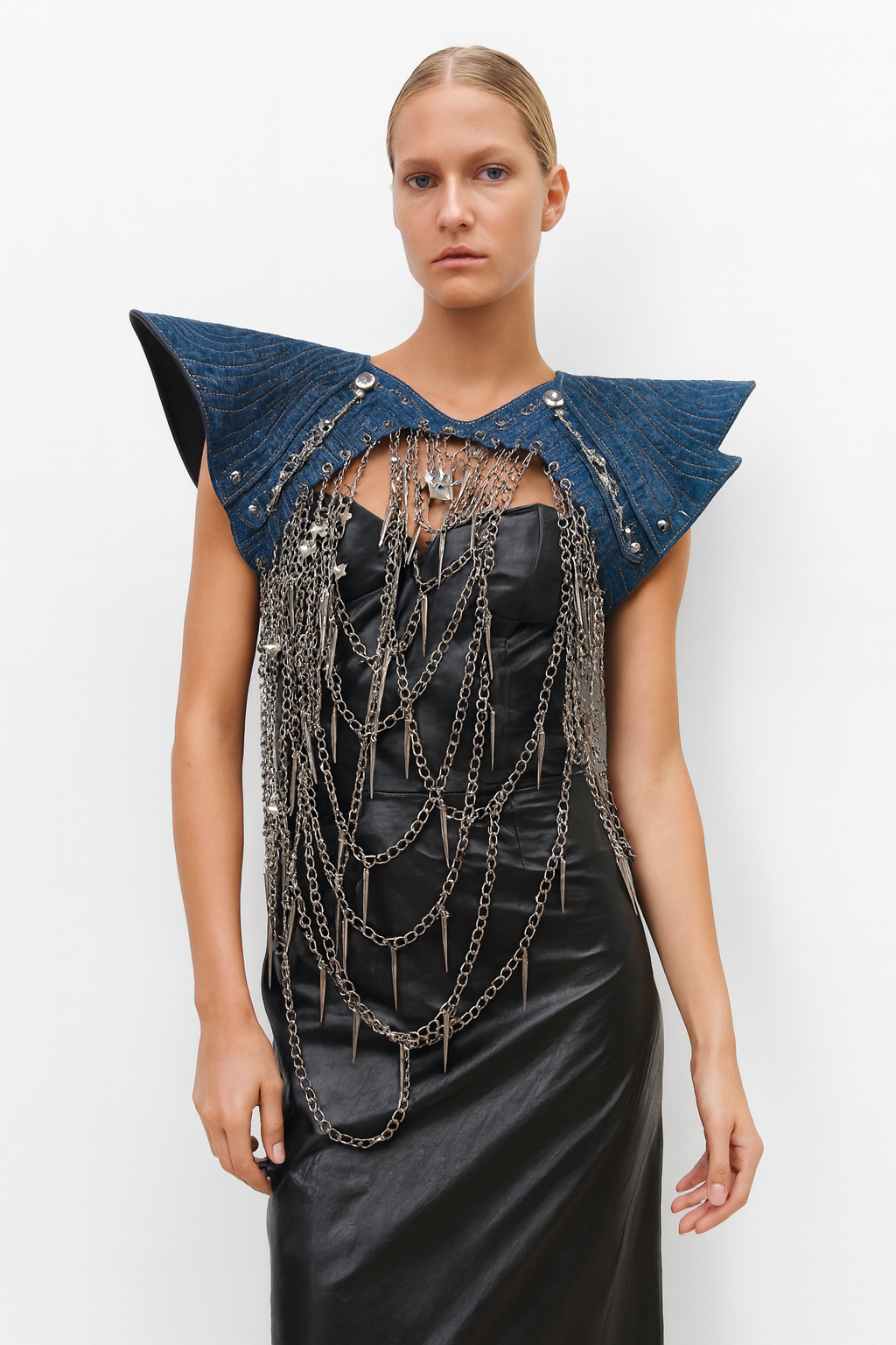 Leather Chain Embellished Shoulder Bolero
