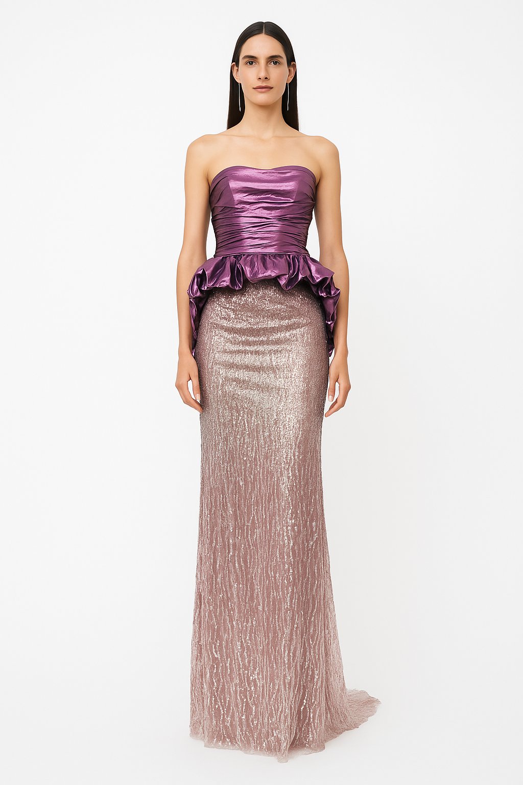 Plum Metallic Peplum Gown