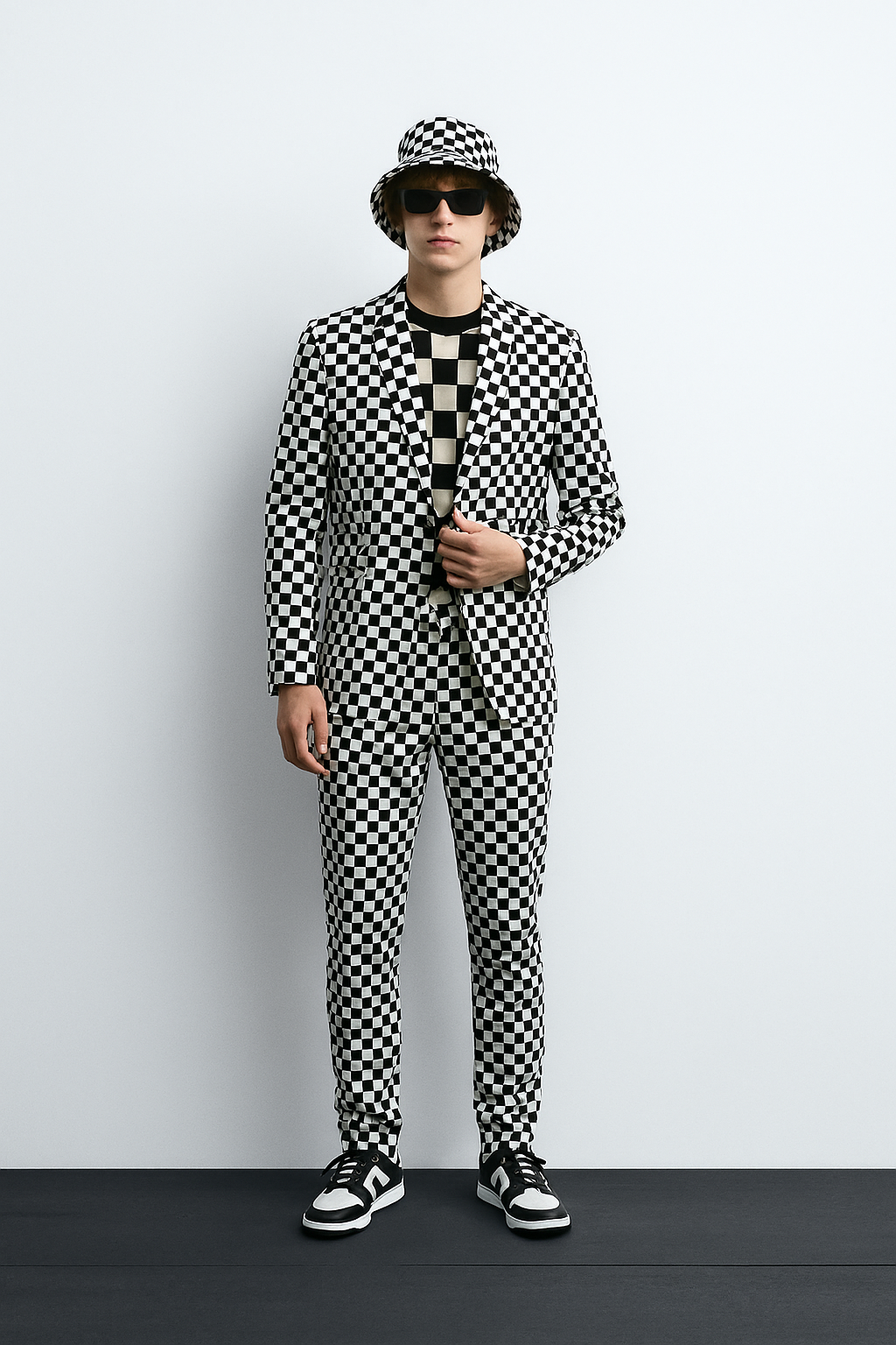 Black & White Checkerboard Suit โ Bold Street Luxe Set