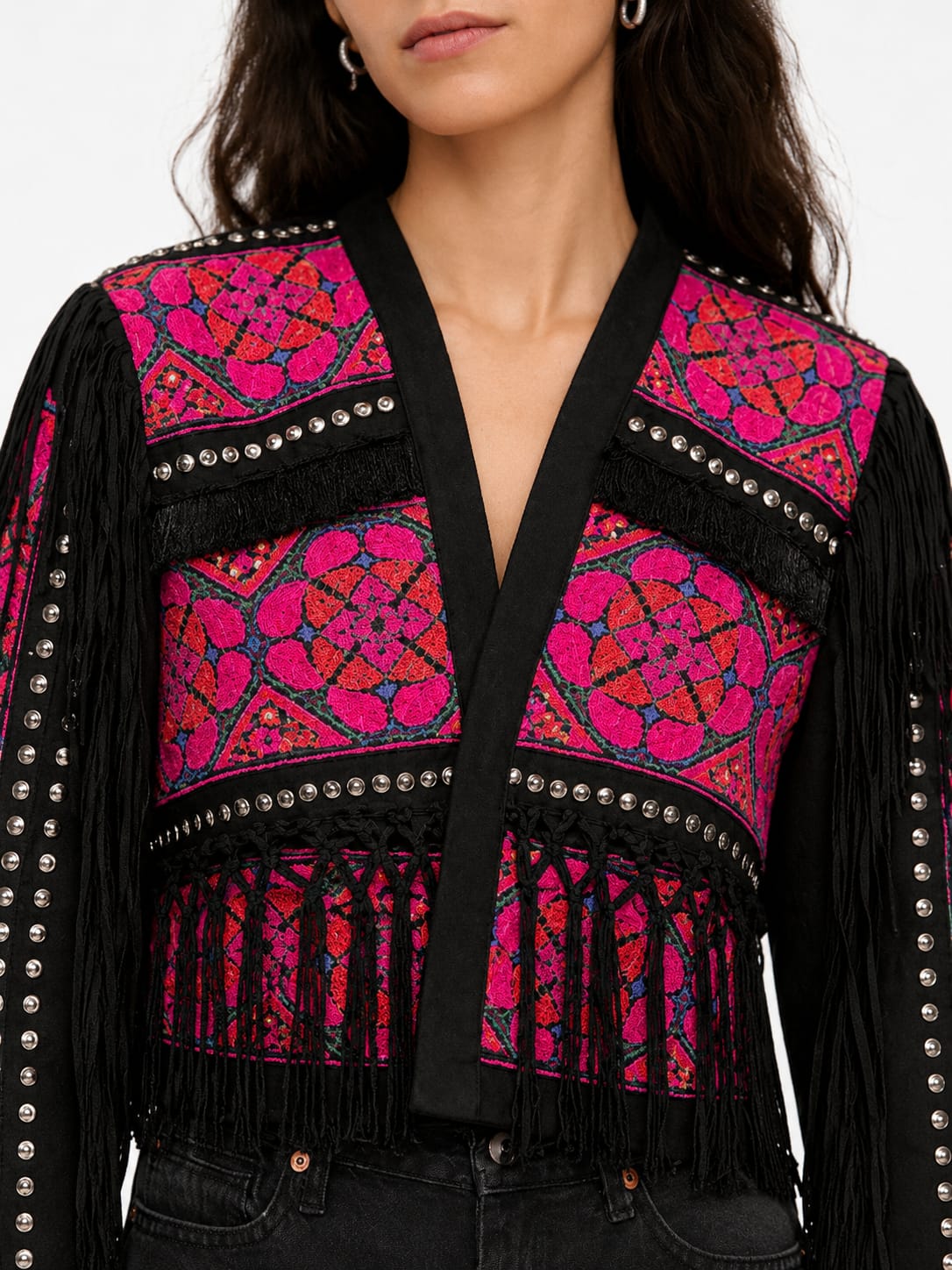 Pink black boho jacket