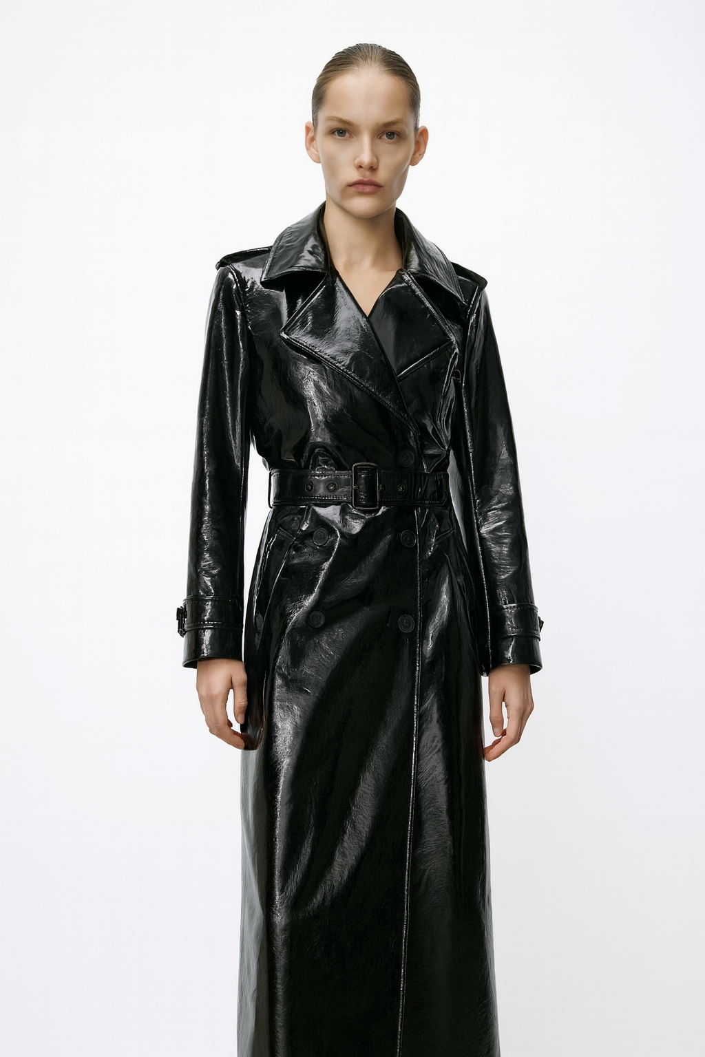 Black leather trenchcoat