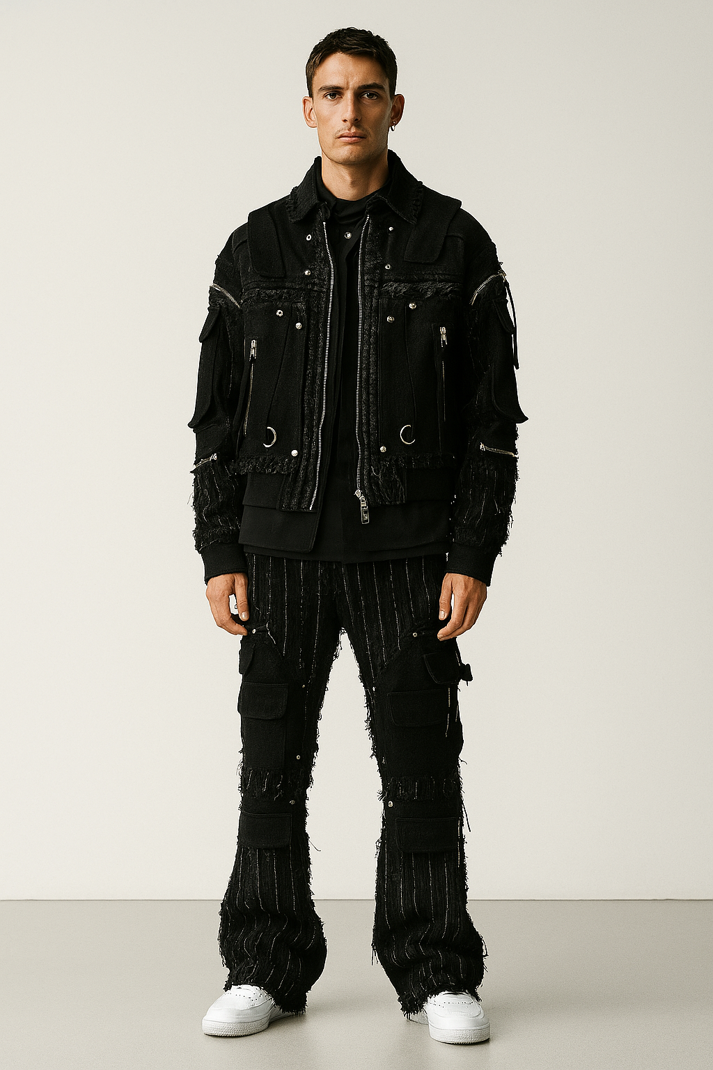 Black Tactical Distressed Utility Co-ord Set