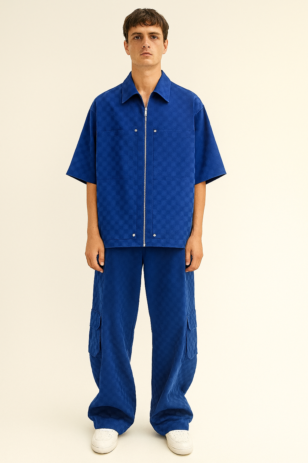 Royal Blue Checkerboard Utility Co-ord Set