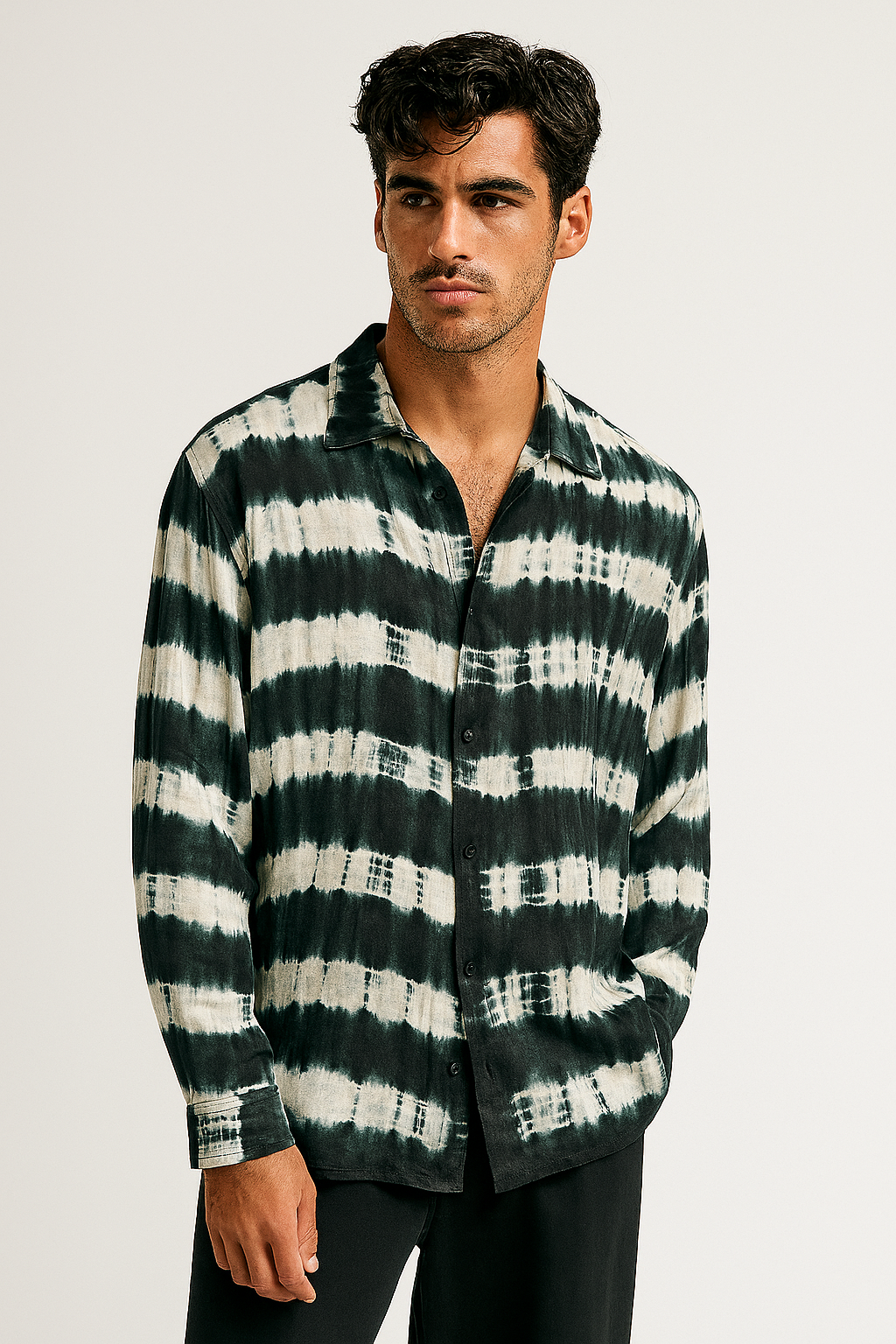 Black & Ivory Tie-Dye Relaxed Shirt