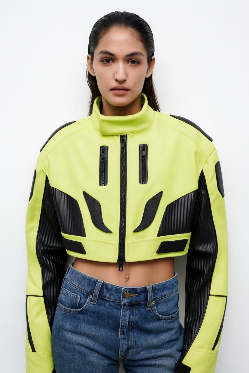 Green black oversize biker