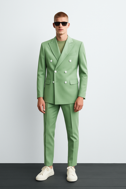 Mint Green Double-Breasted Suit