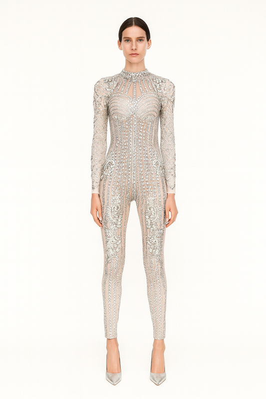 Crystal Elegance Embellished Jumpsuit