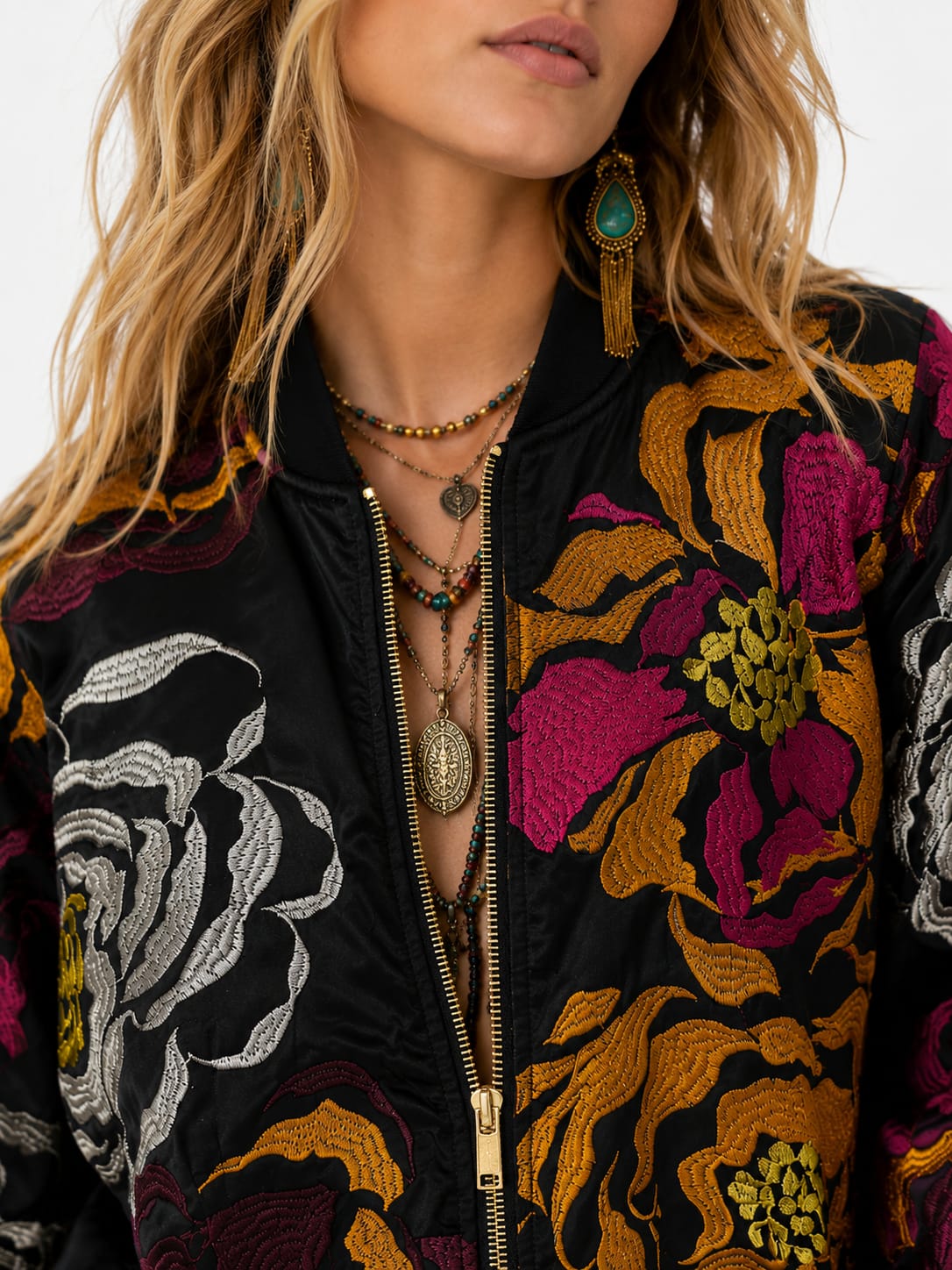 Floral Boho Bomber Jacket