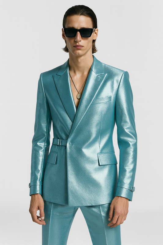 Aqua Metallic Statement Suit