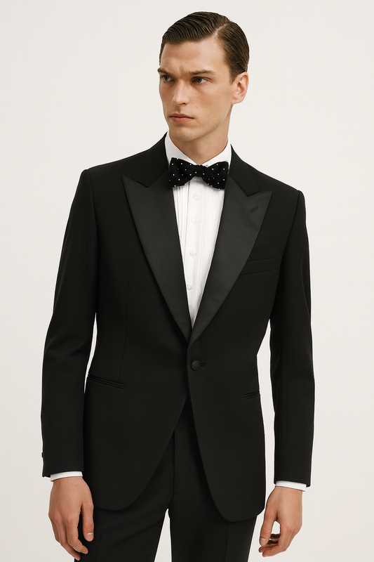 Classic Black Tuxedo with Satin Peak Lapels